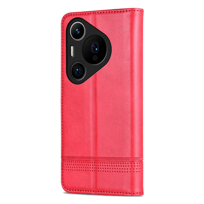 Huawei Pura 70 Pro/70 Pro+ Fine Hole Leather Wallet Case with Card Holder & Magnetic Closure