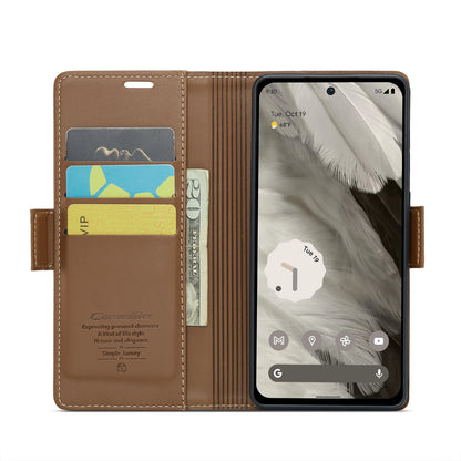 Google Pixel 8 Leather Case - RFID Anti-theft Litchi Texture with Butterfly Buckle, Card Slot & Stand