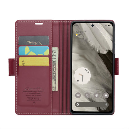 Google Pixel 8 Leather Case - RFID Anti-theft Litchi Texture with Butterfly Buckle, Card Slot & Stand