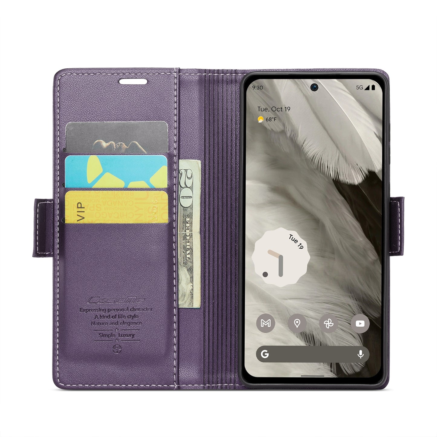 Google Pixel 8 Leather Case - RFID Anti-theft Litchi Texture with Butterfly Buckle, Card Slot & Stand