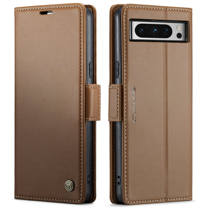 Google Pixel 8 Pro Leather Case - RFID Anti-theft Litchi Texture with Butterfly Buckle, Card Slot & Stand