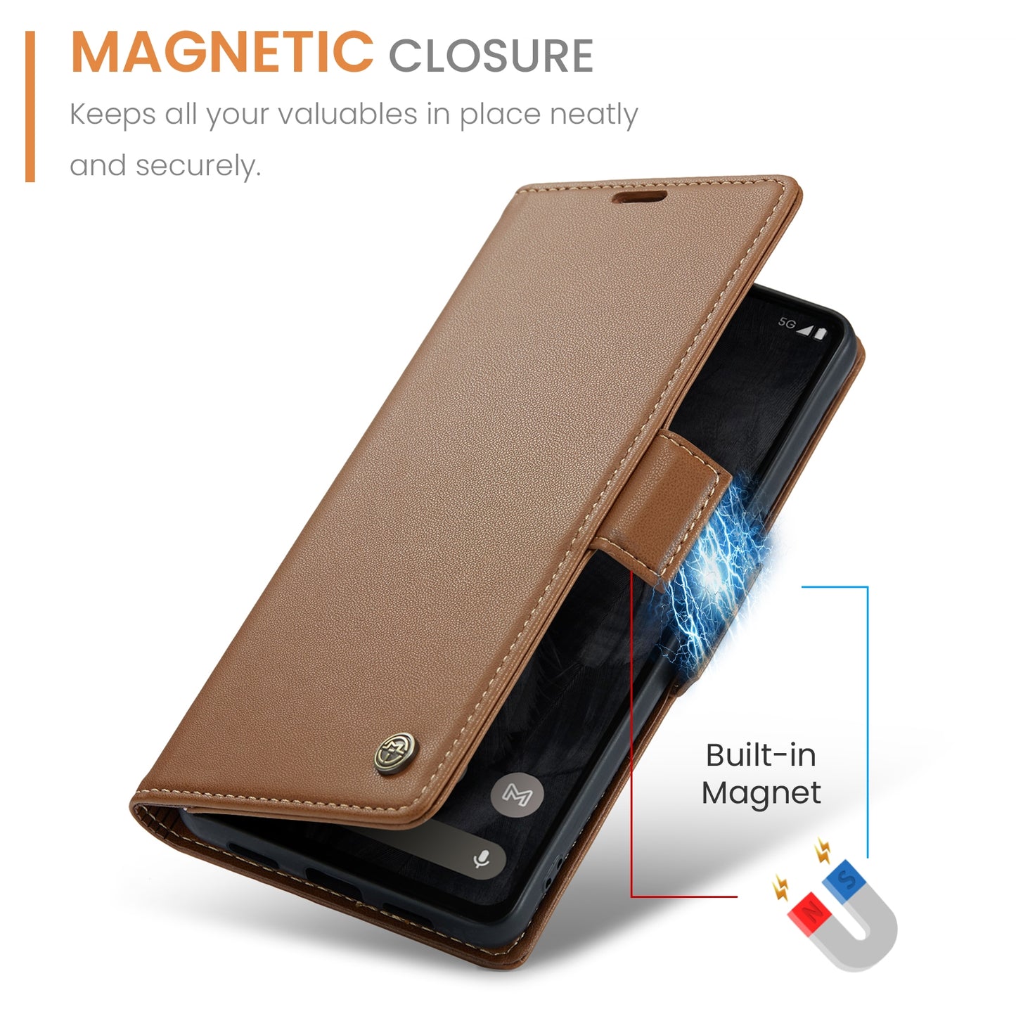 Google Pixel 8 Pro Leather Case - RFID Anti-theft Litchi Texture with Butterfly Buckle, Card Slot & Stand