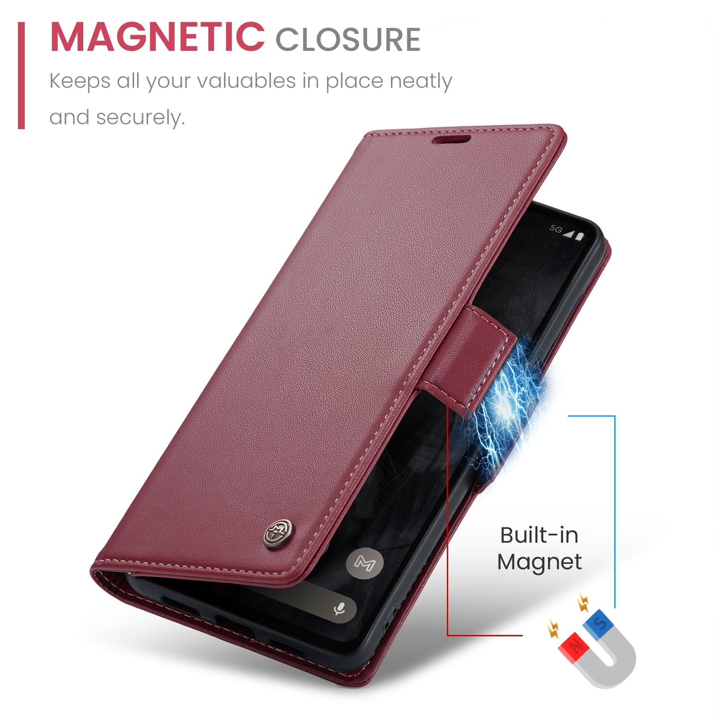 Google Pixel 8 Pro Leather Case - RFID Anti-theft Litchi Texture with Butterfly Buckle, Card Slot & Stand