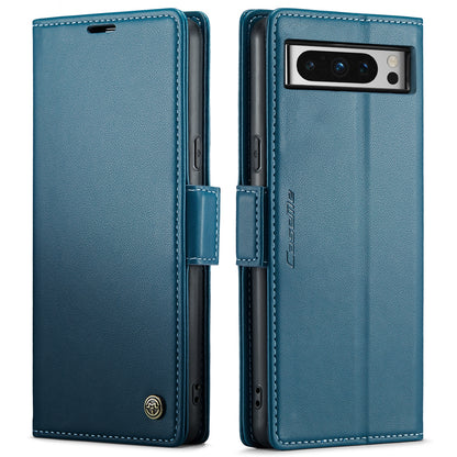 Google Pixel 8 Pro Leather Case - RFID Anti-theft Litchi Texture with Butterfly Buckle, Card Slot & Stand