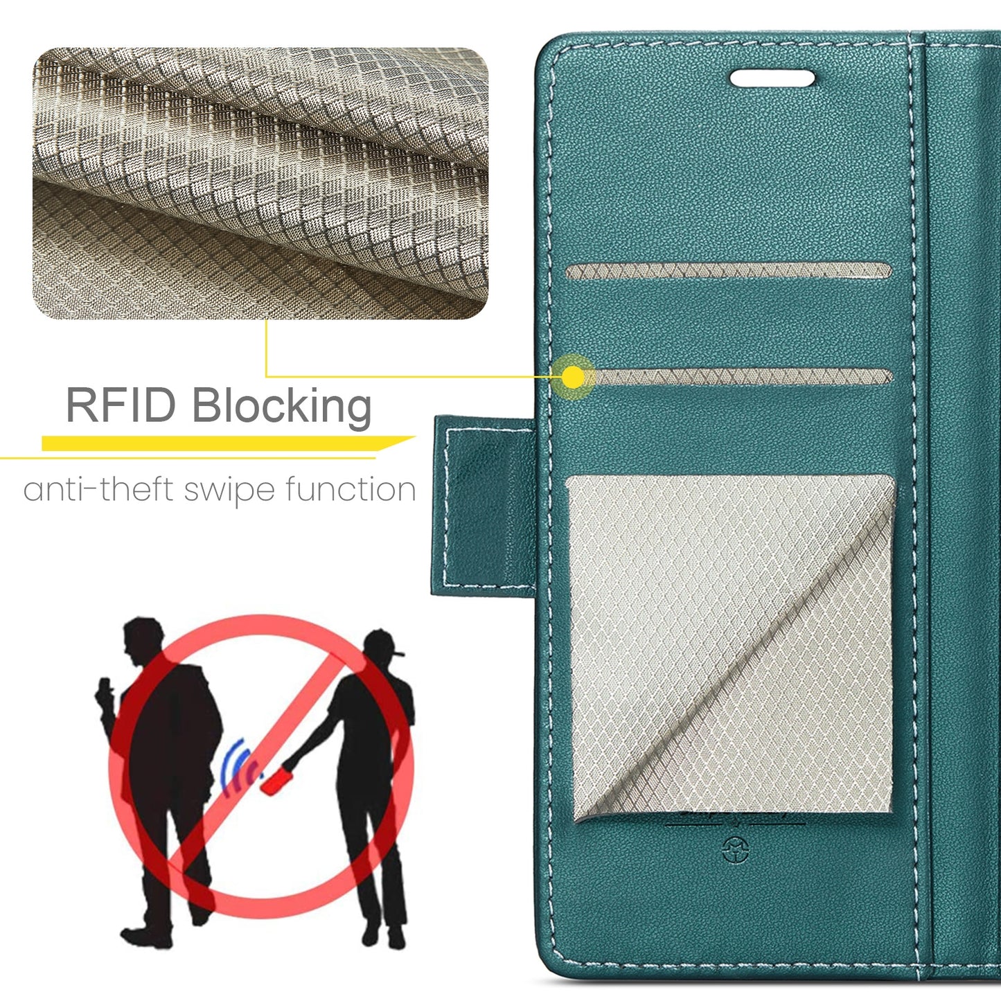 Google Pixel 8a Leather Case - RFID Anti-theft Litchi Texture with Butterfly Buckle, Card Slot & Stand