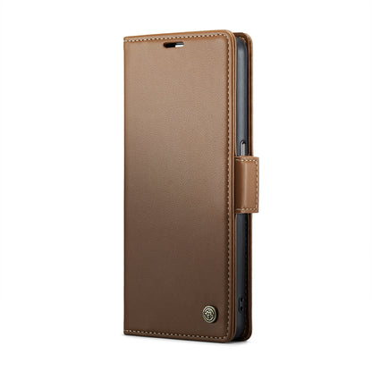 OPPO A57/A57s 4G Leather Case - RFID Anti-theft, Butterfly Buckle, Litchi Texture, Card Slot & Stand