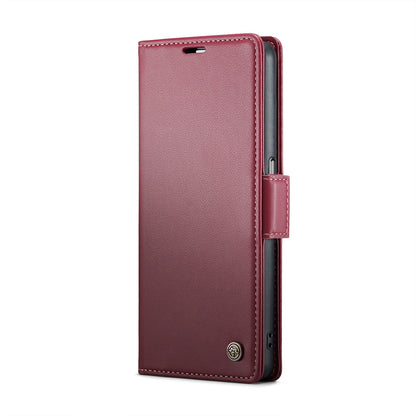 OPPO A57/A57s 4G Leather Case - RFID Anti-theft, Butterfly Buckle, Litchi Texture, Card Slot & Stand