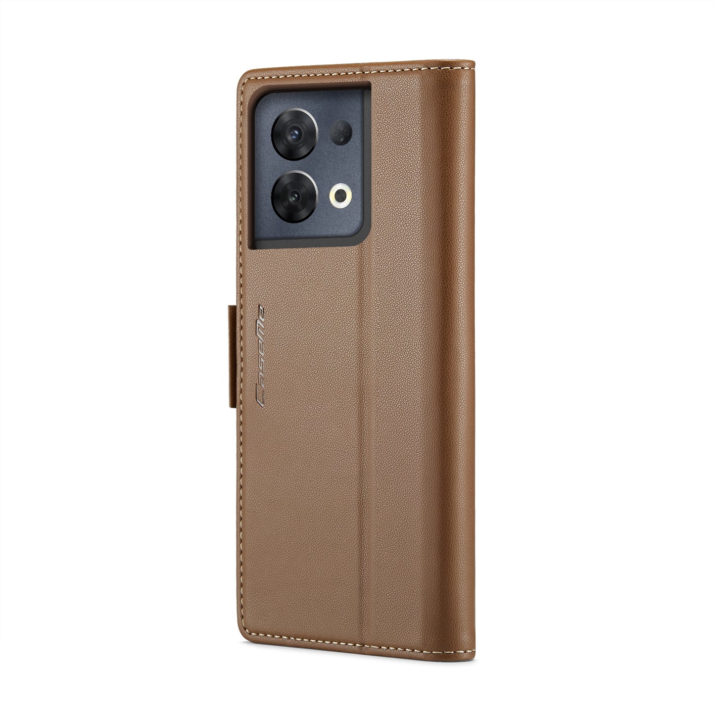 OPPO Reno8 Pro 5G Leather Case - RFID Anti-theft, Butterfly Buckle, Litchi Texture, Card Slot & Stand