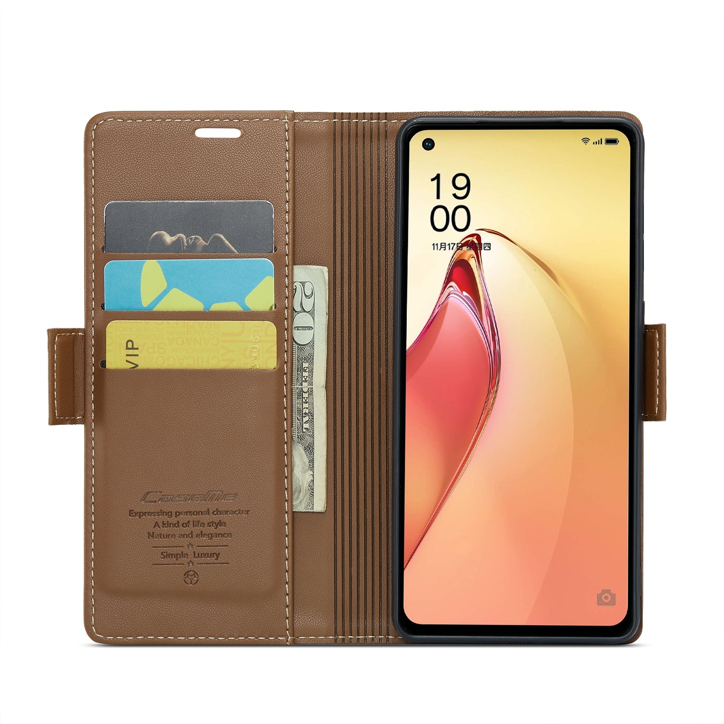 OPPO Reno8 Pro 5G Leather Case - RFID Anti-theft, Butterfly Buckle, Litchi Texture, Card Slot & Stand