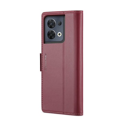 OPPO Reno8 Pro 5G Leather Case - RFID Anti-theft, Butterfly Buckle, Litchi Texture, Card Slot & Stand