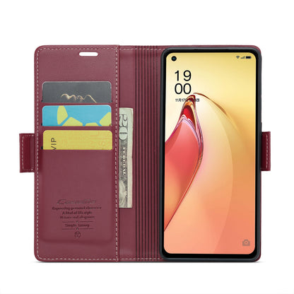 OPPO Reno8 Pro 5G Leather Case - RFID Anti-theft, Butterfly Buckle, Litchi Texture, Card Slot & Stand