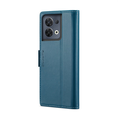 OPPO Reno8 Pro 5G Leather Case - RFID Anti-theft, Butterfly Buckle, Litchi Texture, Card Slot & Stand