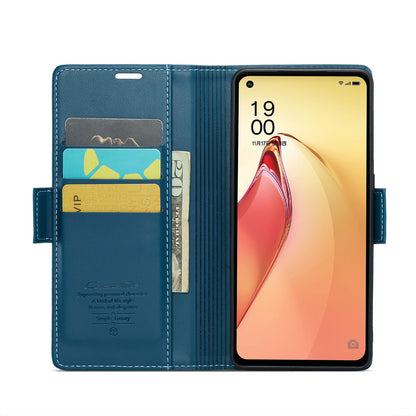 OPPO Reno8 Pro 5G Leather Case - RFID Anti-theft, Butterfly Buckle, Litchi Texture, Card Slot & Stand