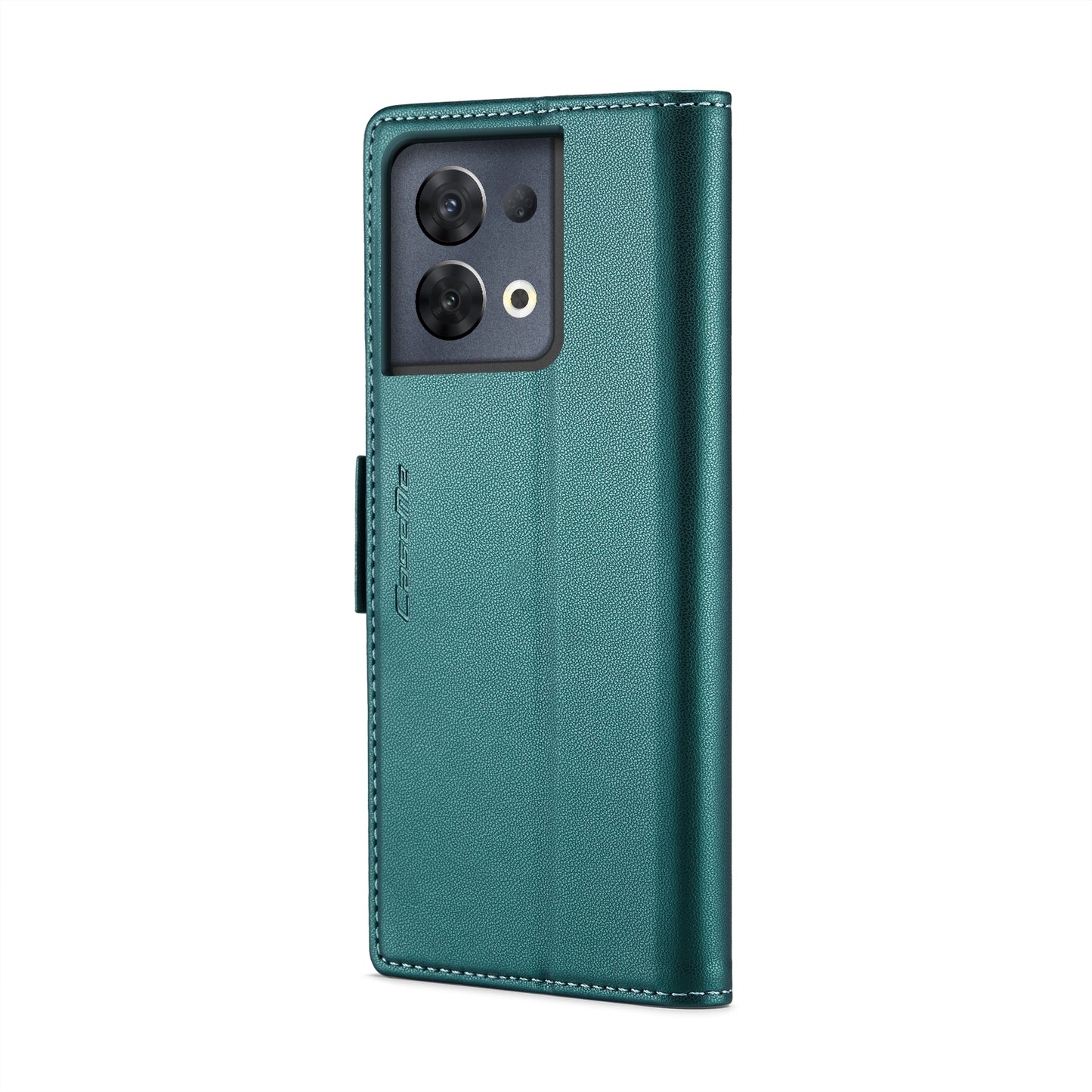 OPPO Reno8 Pro 5G Leather Case - RFID Anti-theft, Butterfly Buckle, Litchi Texture, Card Slot & Stand