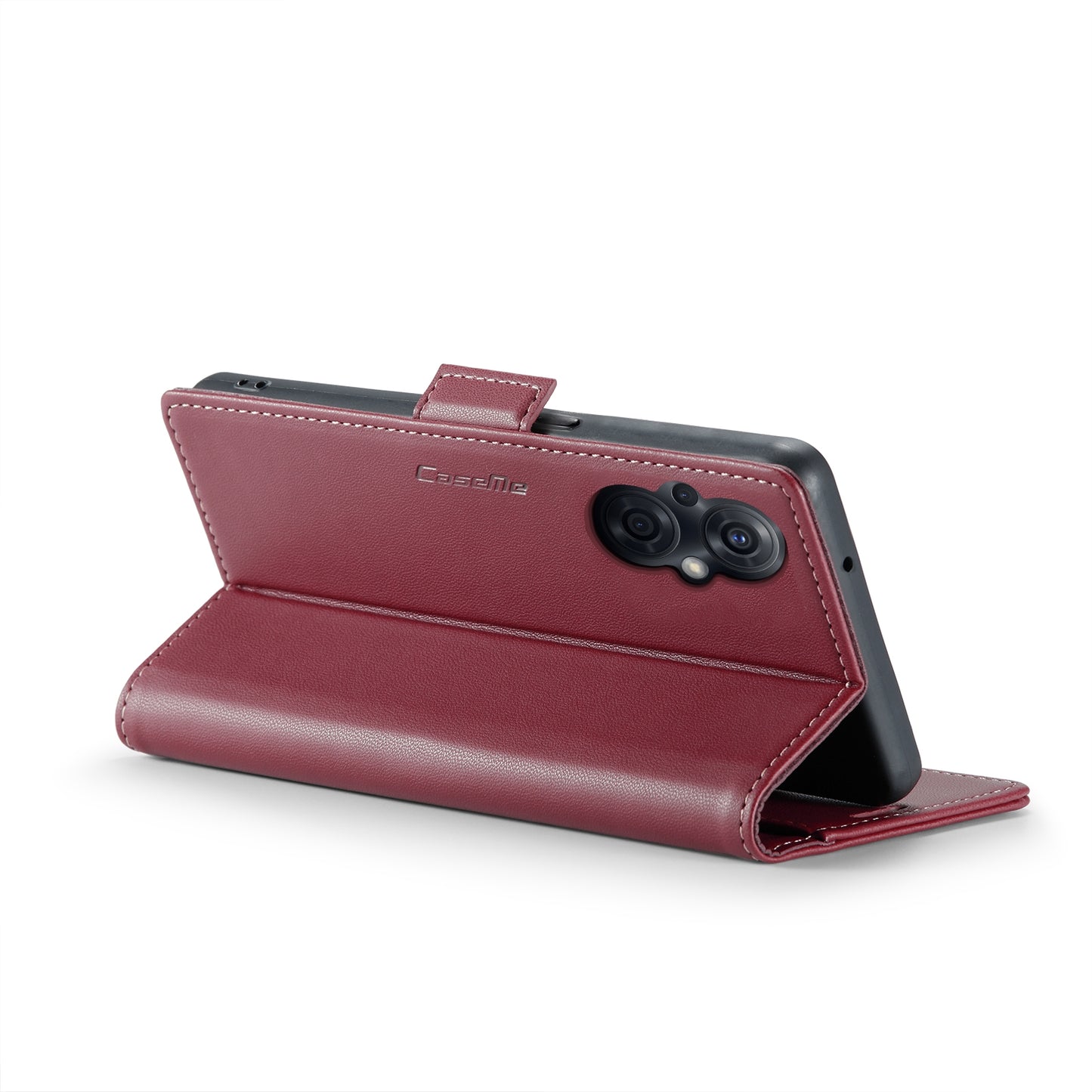 OPPO Reno8 Lite Leather Case - RFID Anti-theft, Butterfly Buckle, Litchi Texture, Card Slot & Stand