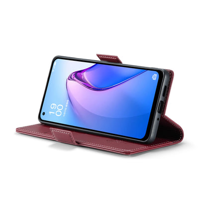 OPPO Reno8 5G Leather Case - RFID Anti-theft, Butterfly Buckle, Litchi Texture, Card Slot & Stand