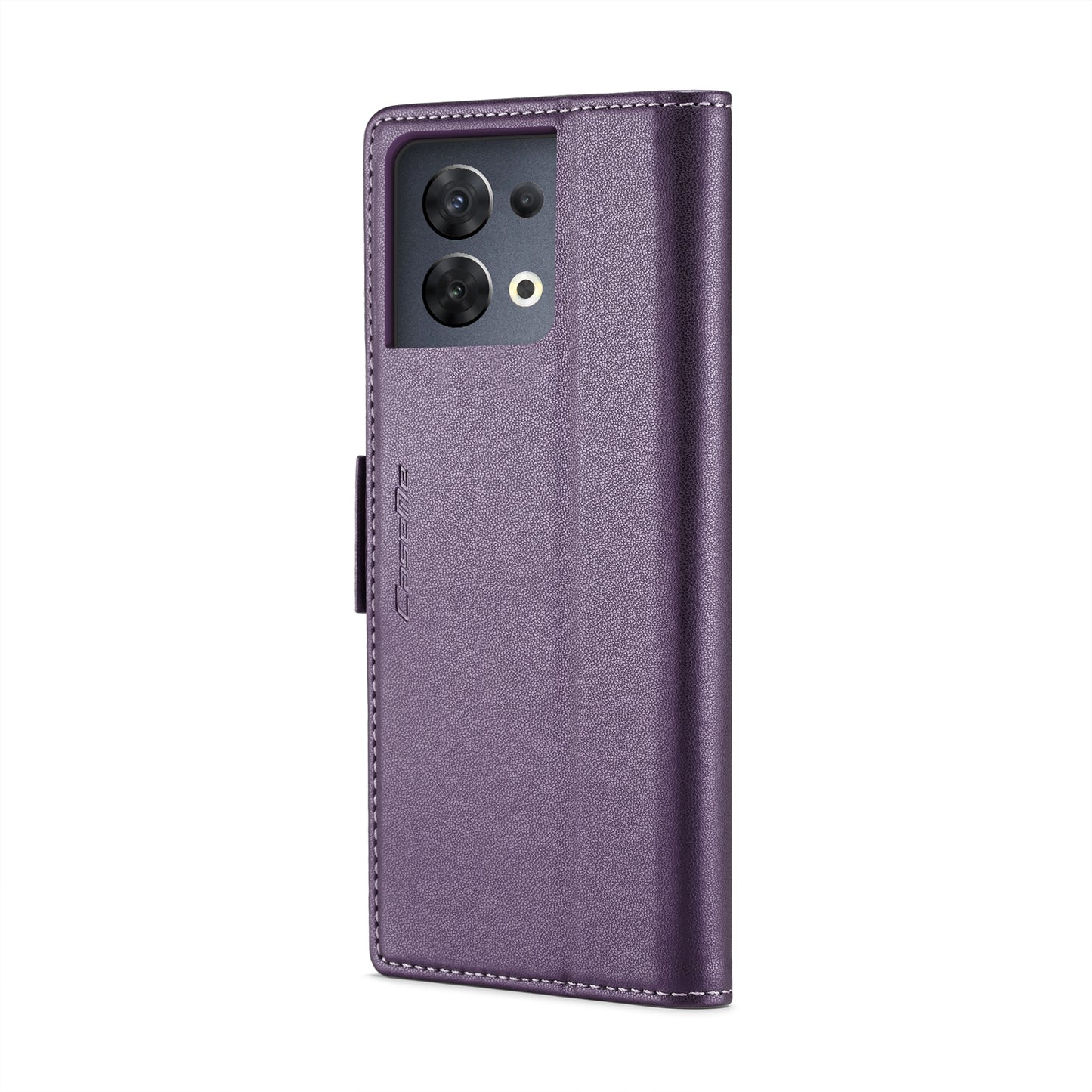 OPPO Reno8 5G Leather Case - RFID Anti-theft, Butterfly Buckle, Litchi Texture, Card Slot & Stand