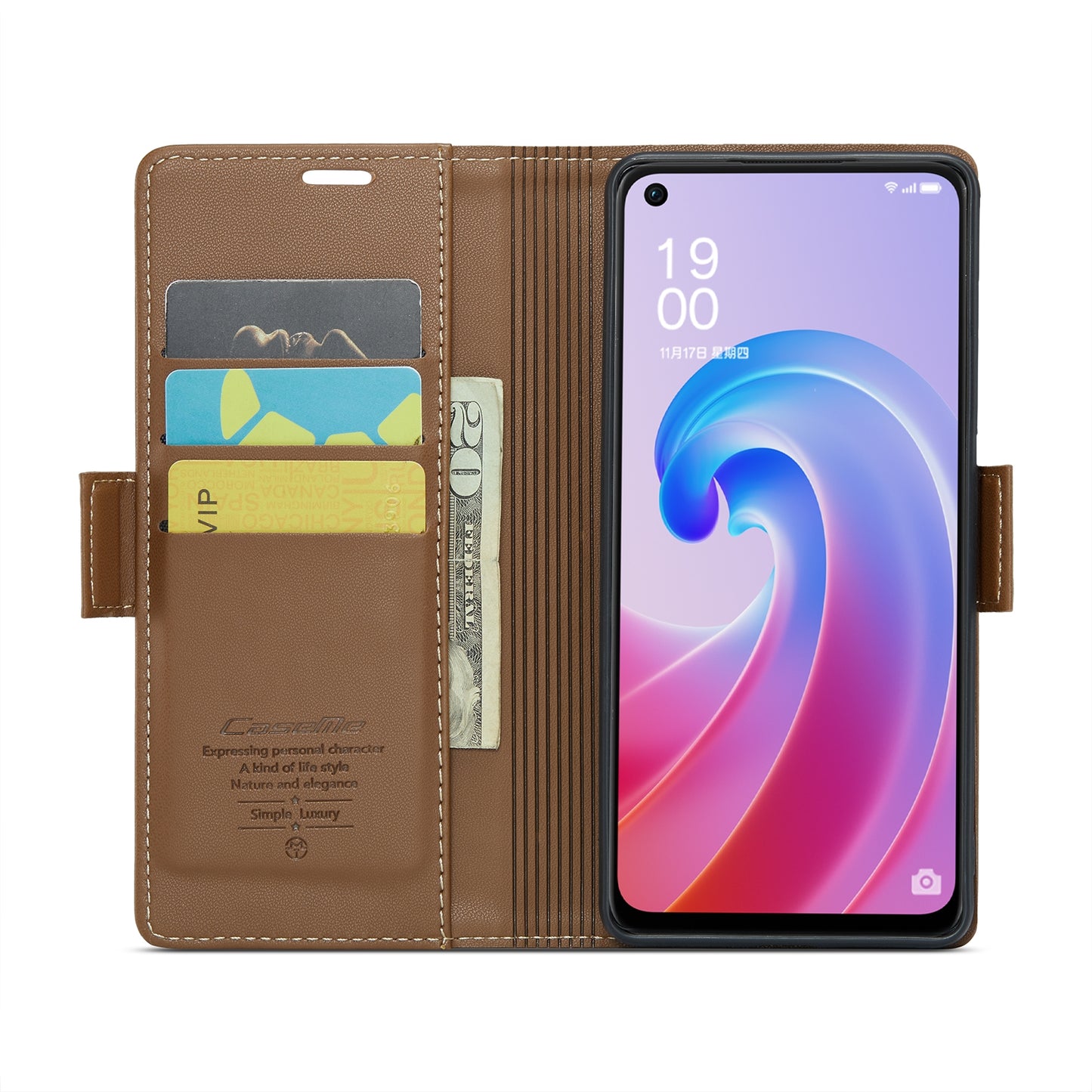 OPPO A96 4G / A36 4G / K10 4G / A76 4G Leather Case - RFID Anti-theft, Butterfly Buckle, Litchi Texture, Card Slot & Stand