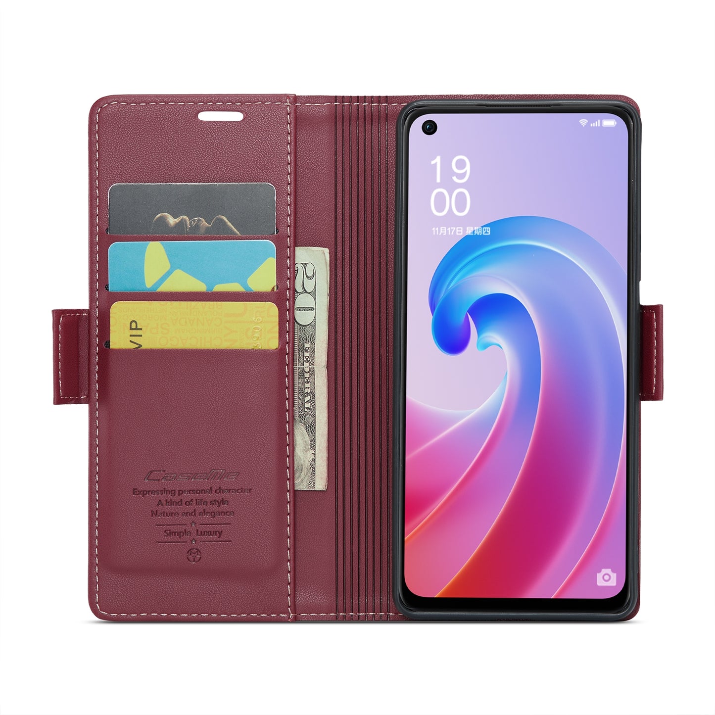 OPPO A96 4G / A36 4G / K10 4G / A76 4G Leather Case - RFID Anti-theft, Butterfly Buckle, Litchi Texture, Card Slot & Stand