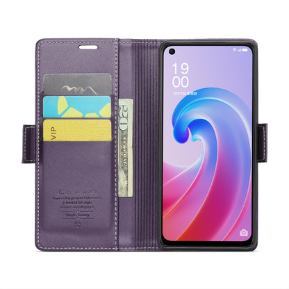 OPPO A96 4G / A36 4G / K10 4G / A76 4G Leather Case - RFID Anti-theft, Butterfly Buckle, Litchi Texture, Card Slot & Stand