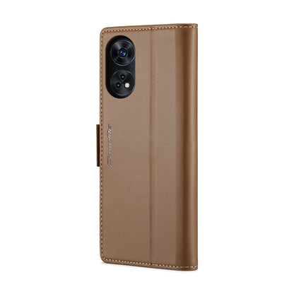 OPPO Reno8 T 4G Leather Case - RFID Anti-theft, Butterfly Buckle, Litchi Texture, Card Slot & Stand