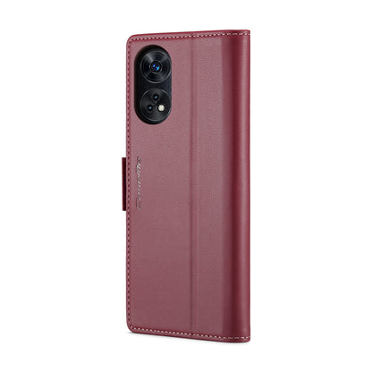 OPPO Reno8 T 4G Leather Case - RFID Anti-theft, Butterfly Buckle, Litchi Texture, Card Slot & Stand