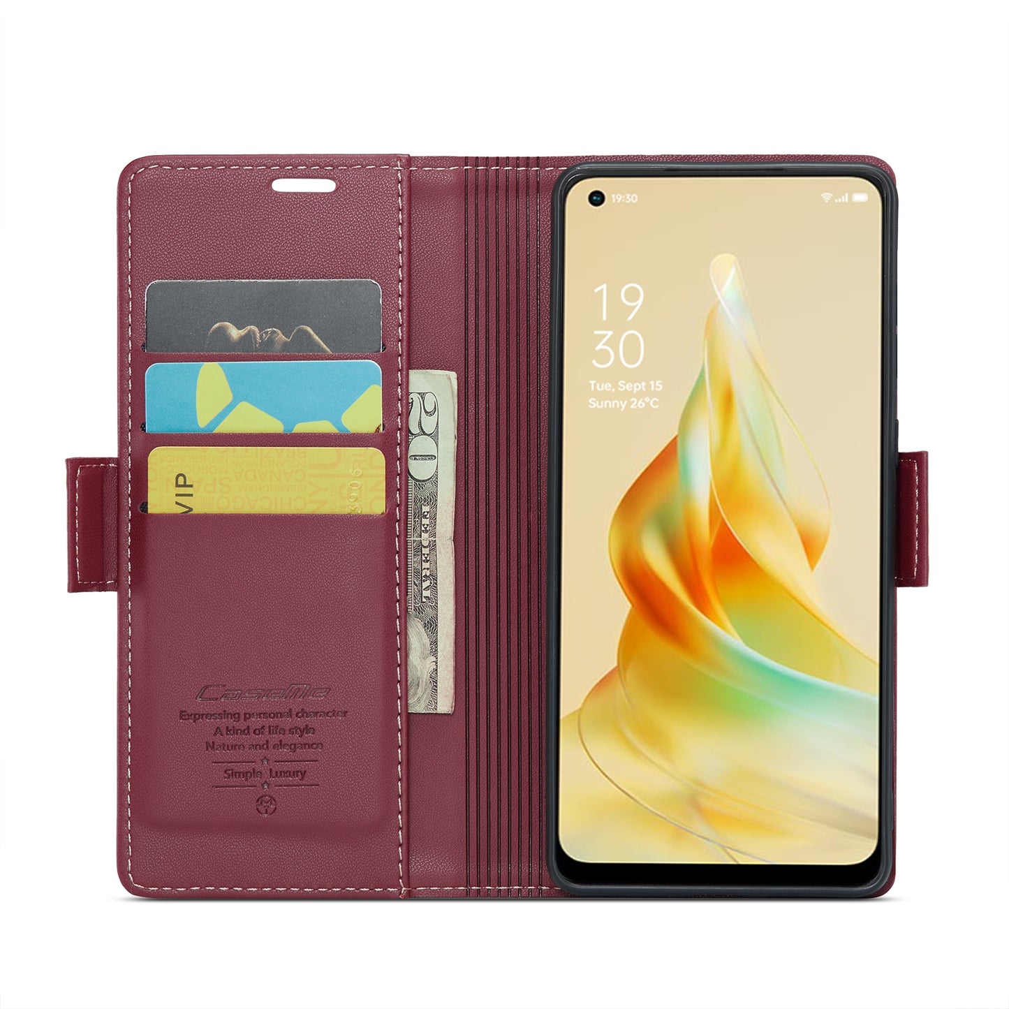 OPPO Reno8 T 4G Leather Case - RFID Anti-theft, Butterfly Buckle, Litchi Texture, Card Slot & Stand