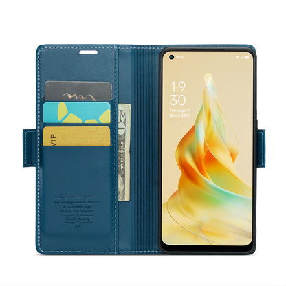 OPPO Reno8 T 4G Leather Case - RFID Anti-theft, Butterfly Buckle, Litchi Texture, Card Slot & Stand