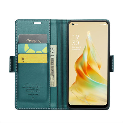 OPPO Reno8 T 4G Leather Case - RFID Anti-theft, Butterfly Buckle, Litchi Texture, Card Slot & Stand