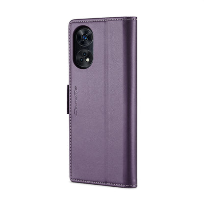 OPPO Reno8 T 4G Leather Case - RFID Anti-theft, Butterfly Buckle, Litchi Texture, Card Slot & Stand