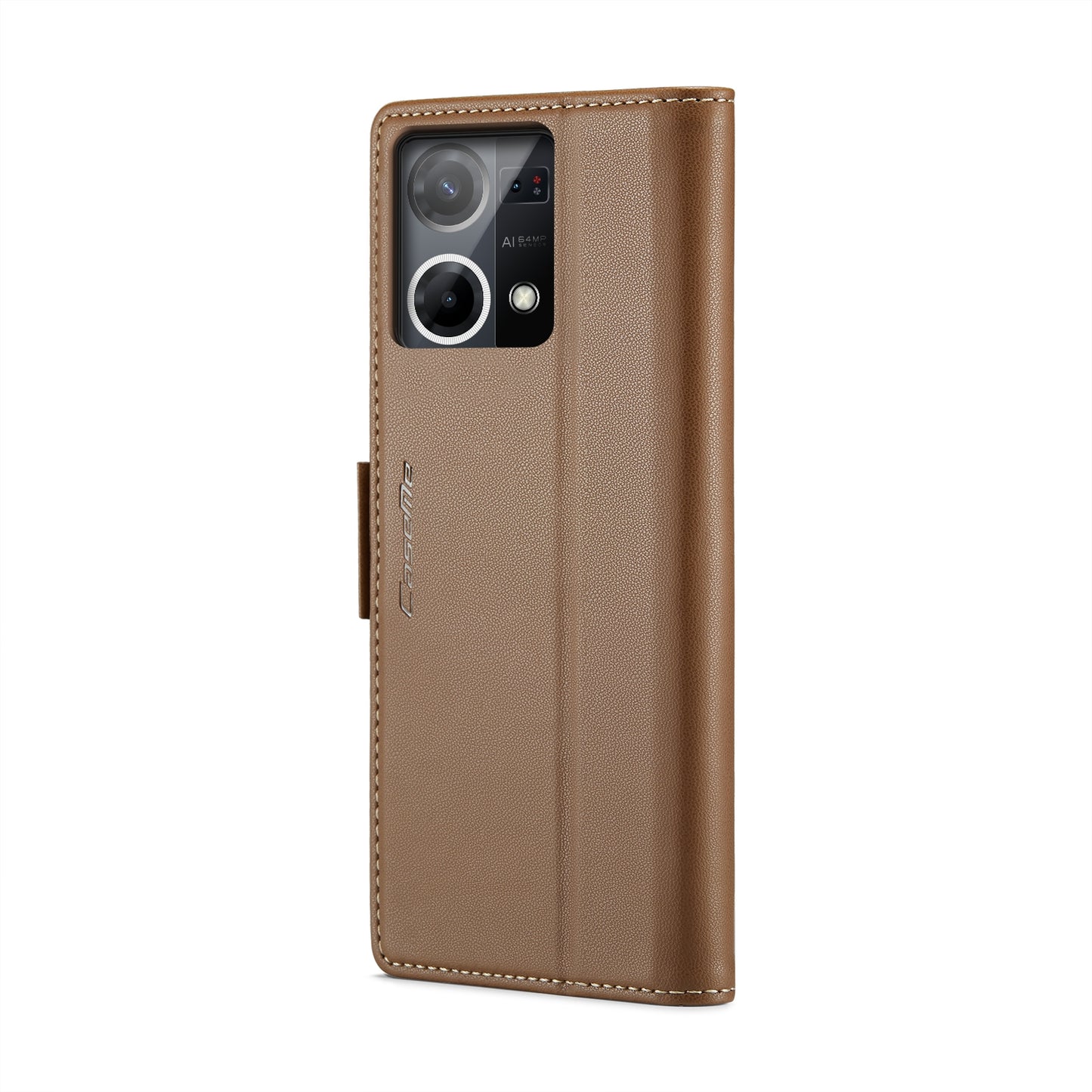 OPPO Reno7 4G / F21 Pro 4G / Reno8 4G Leather Case - RFID Anti-theft, Butterfly Buckle, Litchi Texture, Card Slot & Stand