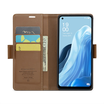 OPPO Reno7 4G / F21 Pro 4G / Reno8 4G Leather Case - RFID Anti-theft, Butterfly Buckle, Litchi Texture, Card Slot & Stand