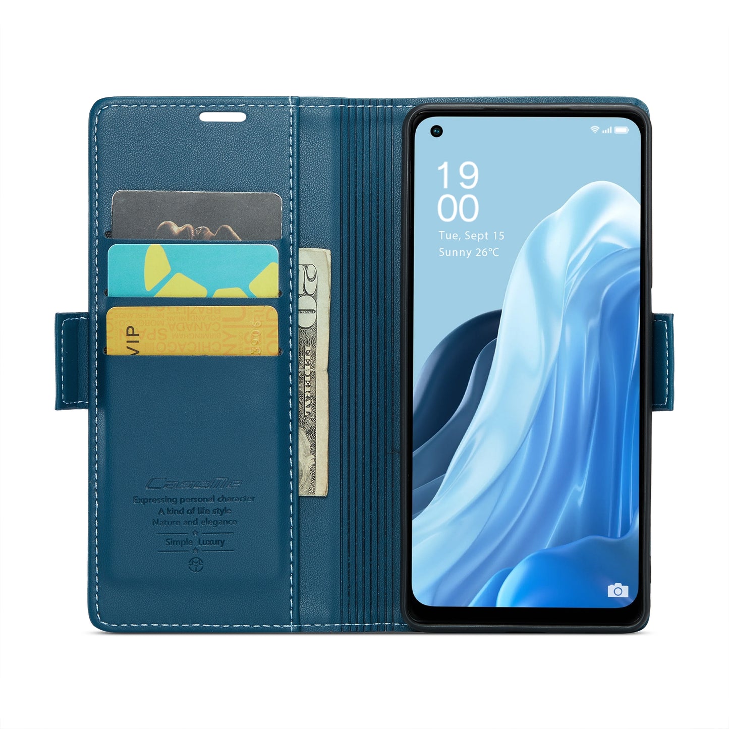 OPPO Reno7 4G / F21 Pro 4G / Reno8 4G Leather Case - RFID Anti-theft, Butterfly Buckle, Litchi Texture, Card Slot & Stand