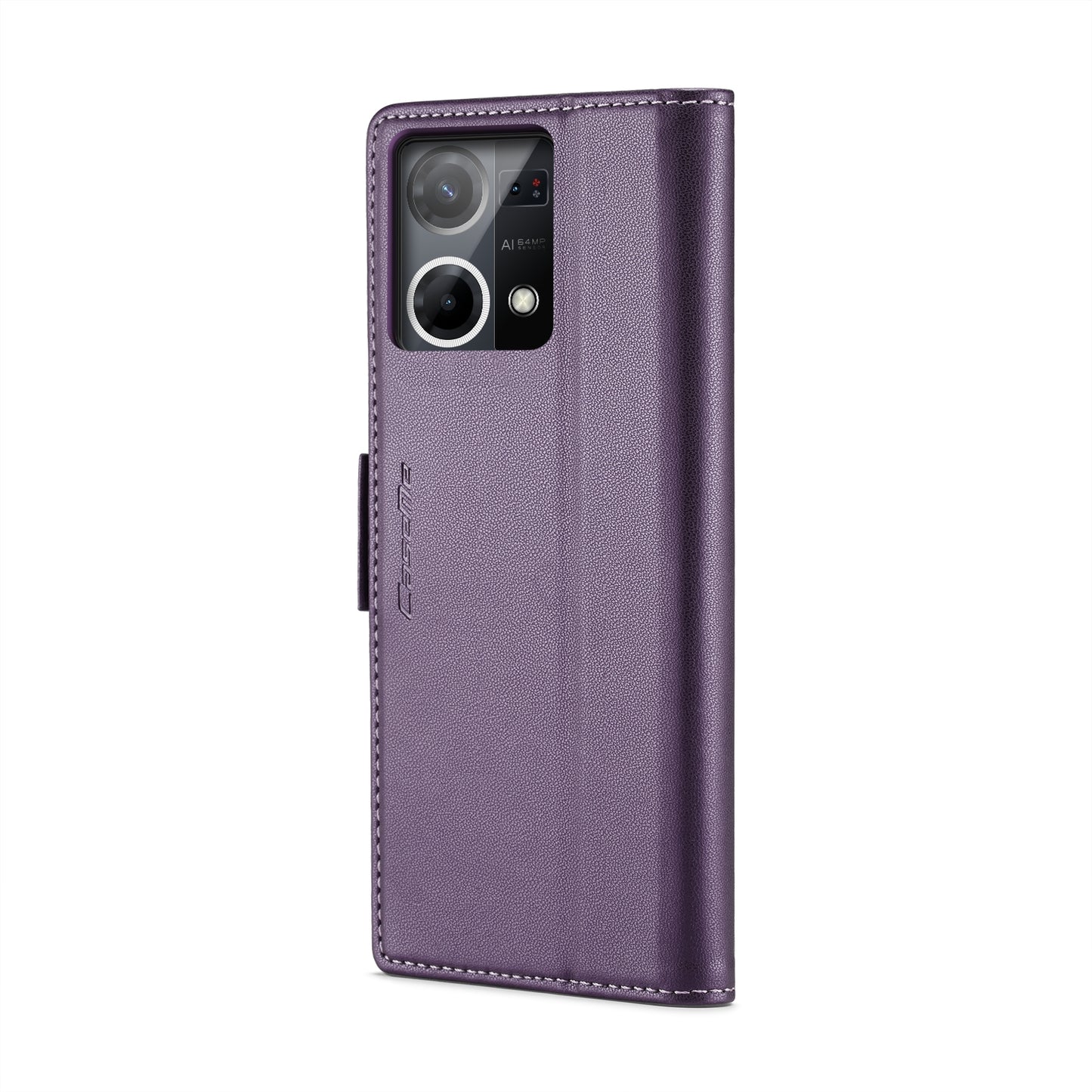 OPPO Reno7 4G / F21 Pro 4G / Reno8 4G Leather Case - RFID Anti-theft, Butterfly Buckle, Litchi Texture, Card Slot & Stand