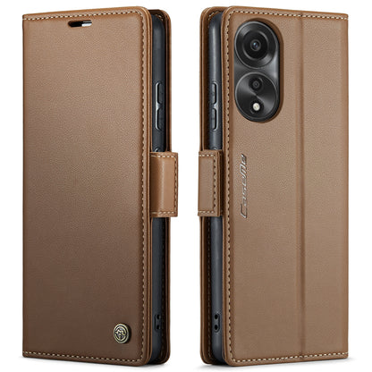 OPPO A78 4G Leather Case - RFID Anti-theft, Butterfly Buckle, Litchi Texture, Card Slot & Stand