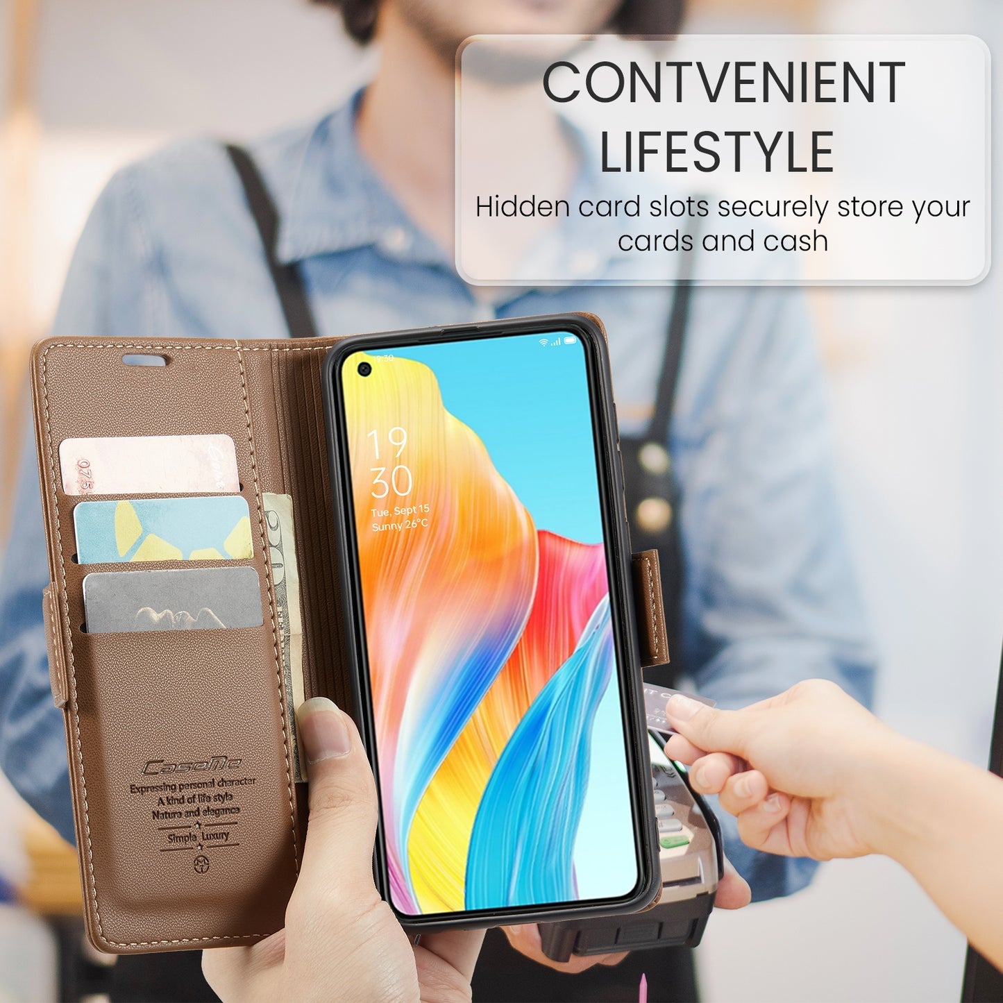 OPPO A78 4G Leather Case - RFID Anti-theft, Butterfly Buckle, Litchi Texture, Card Slot & Stand