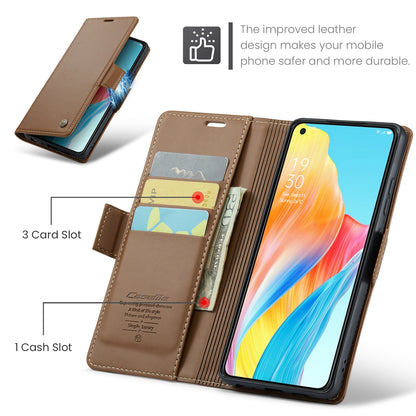 OPPO A78 4G Leather Case - RFID Anti-theft, Butterfly Buckle, Litchi Texture, Card Slot & Stand