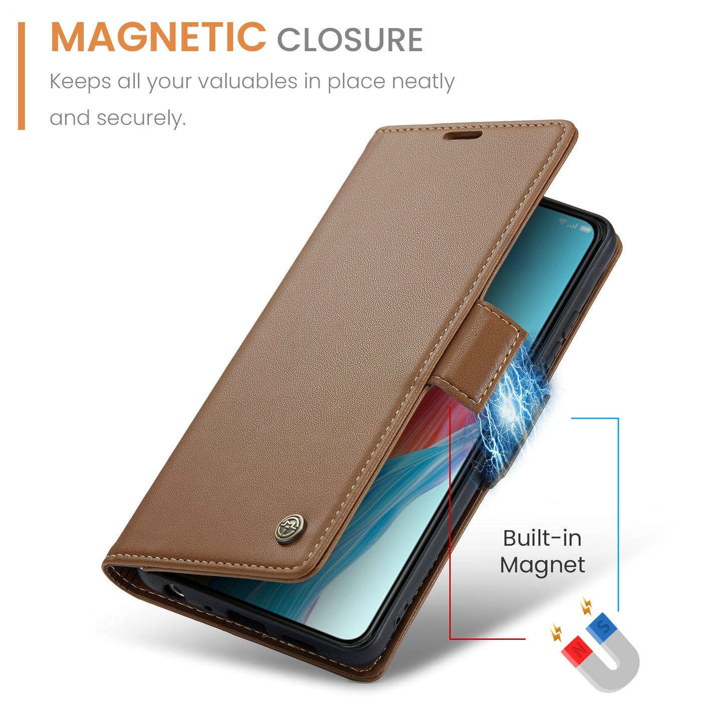 OPPO A78 4G Leather Case - RFID Anti-theft, Butterfly Buckle, Litchi Texture, Card Slot & Stand