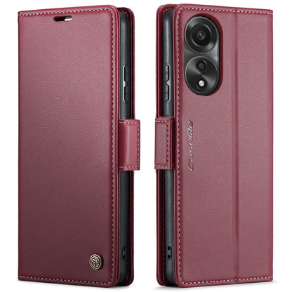 OPPO A78 4G Leather Case - RFID Anti-theft, Butterfly Buckle, Litchi Texture, Card Slot & Stand