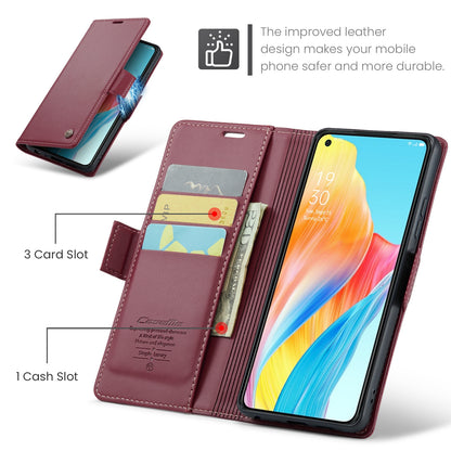 OPPO A78 4G Leather Case - RFID Anti-theft, Butterfly Buckle, Litchi Texture, Card Slot & Stand