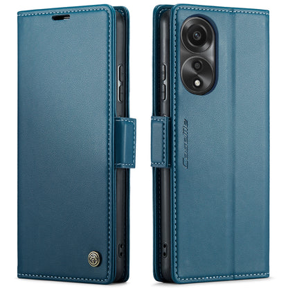 OPPO A78 4G Leather Case - RFID Anti-theft, Butterfly Buckle, Litchi Texture, Card Slot & Stand