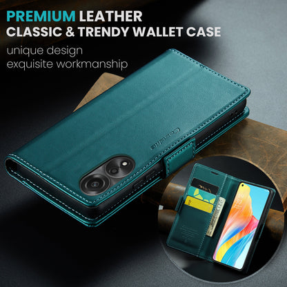 OPPO A78 4G Leather Case - RFID Anti-theft, Butterfly Buckle, Litchi Texture, Card Slot & Stand