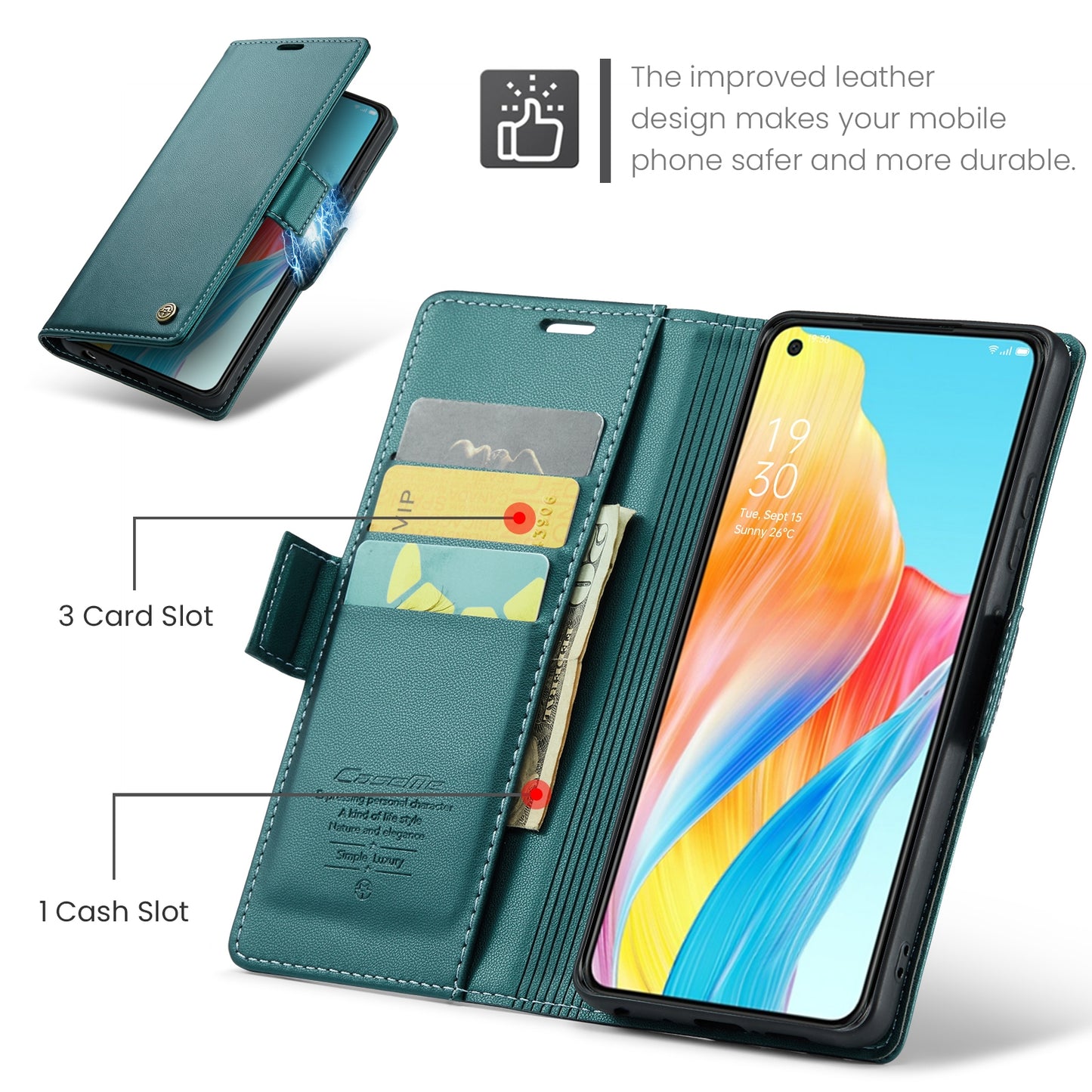 OPPO A78 4G Leather Case - RFID Anti-theft, Butterfly Buckle, Litchi Texture, Card Slot & Stand