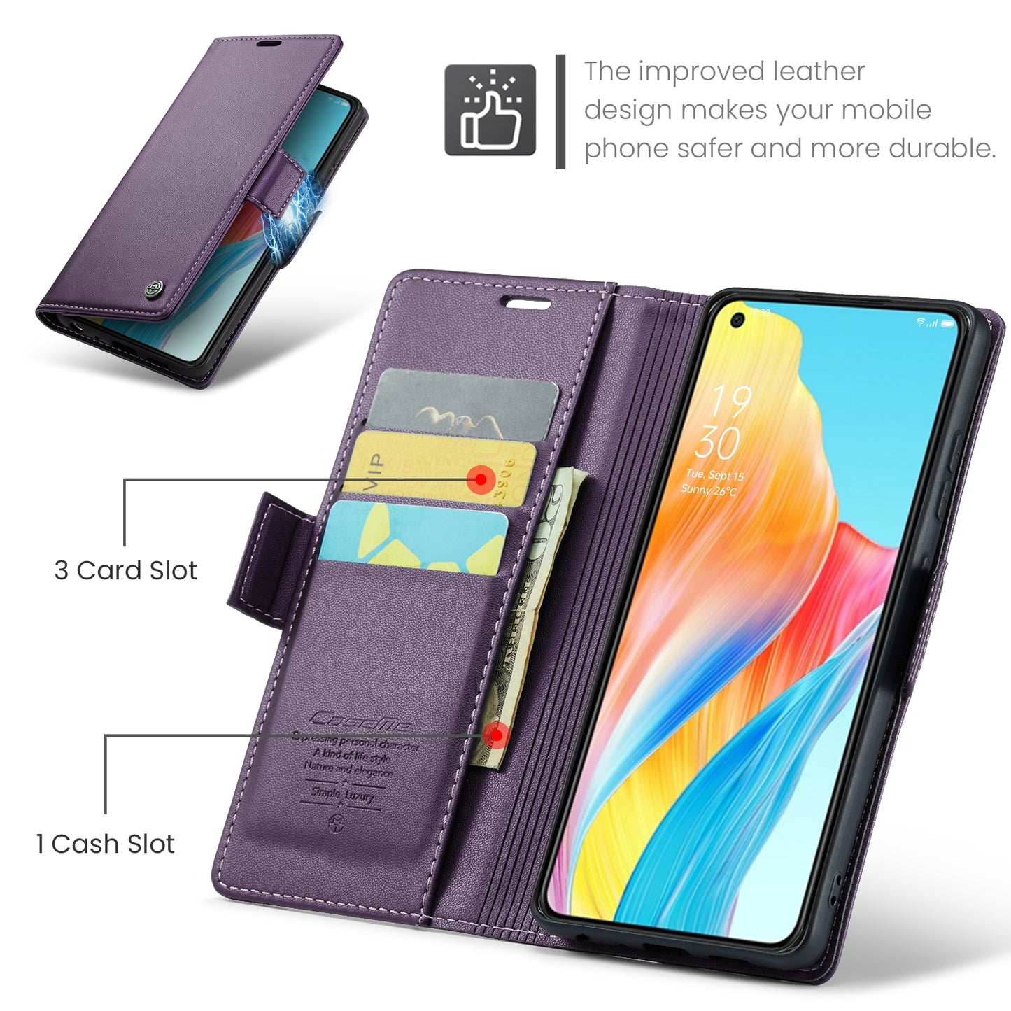 OPPO A78 4G Leather Case - RFID Anti-theft, Butterfly Buckle, Litchi Texture, Card Slot & Stand