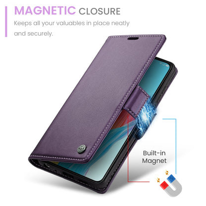 OPPO A78 4G Leather Case - RFID Anti-theft, Butterfly Buckle, Litchi Texture, Card Slot & Stand