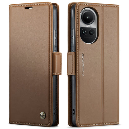 OPPO Reno10 5G／Reno10 Pro Leather Case - RFID Anti-theft, Butterfly Buckle, Litchi Texture, Card Slot & Stand