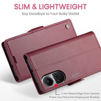 OPPO Reno10 5G／Reno10 Pro Leather Case - RFID Anti-theft, Butterfly Buckle, Litchi Texture, Card Slot & Stand