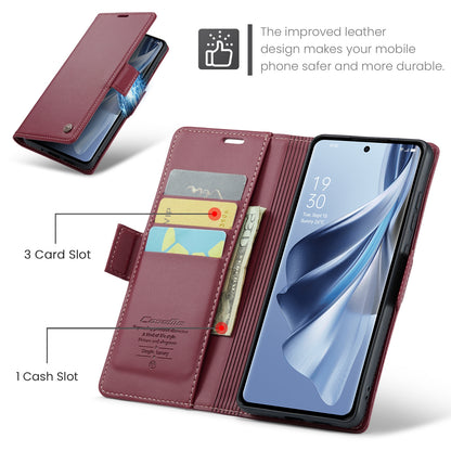 OPPO Reno10 5G／Reno10 Pro Leather Case - RFID Anti-theft, Butterfly Buckle, Litchi Texture, Card Slot & Stand