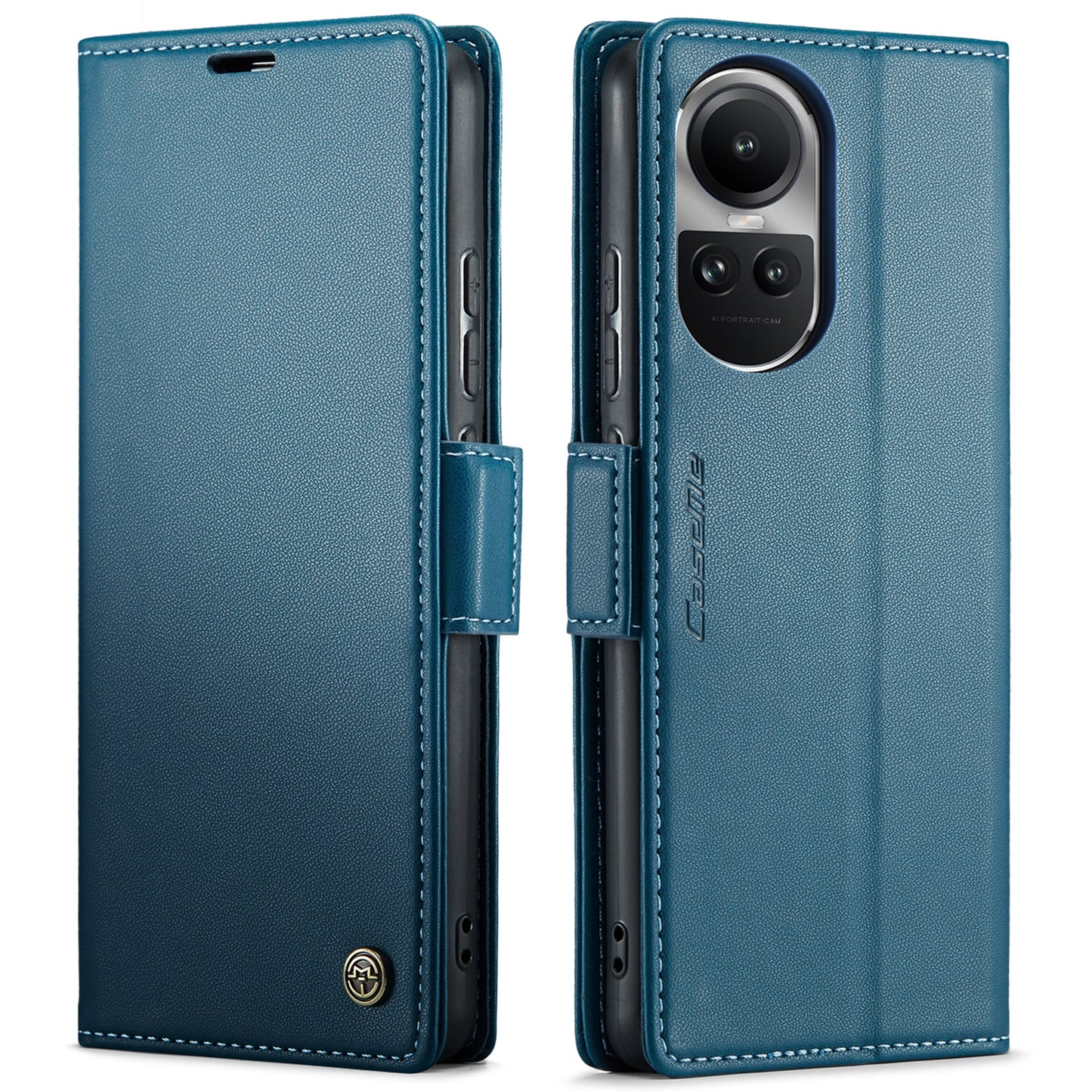 OPPO Reno10 5G／Reno10 Pro Leather Case - RFID Anti-theft, Butterfly Buckle, Litchi Texture, Card Slot & Stand