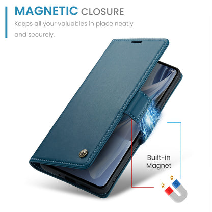 OPPO Reno10 5G／Reno10 Pro Leather Case - RFID Anti-theft, Butterfly Buckle, Litchi Texture, Card Slot & Stand